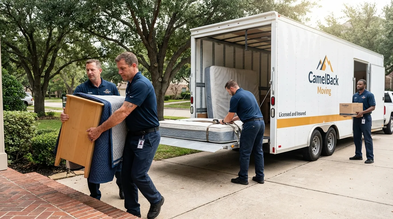 Crew loading residential truck for cross-state move from Junction City, OR